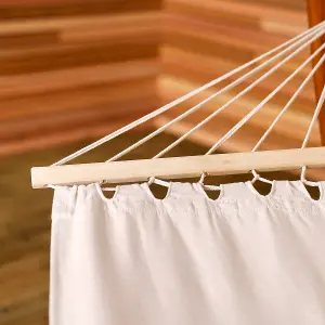 Charles Bentley 3M Garden Hammock With Wooden Arc Stand One Person - Cream