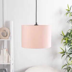 ValueLights Torbery Set of 3 - Small Medium Large Easy Fit Ceiling Light Shades Drum Lampshades - Blush Pink - Bulbs Included