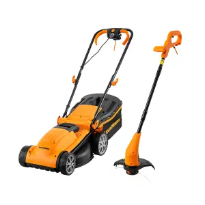 LawnMaster 1400W 34cm Electric Lawnmower with rear roller and 350W 2-in-1 Grass Trimmer and Edger - 2 Year Guarantee