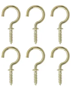 Brass-plated Small Cup hook (L)30mm, Pack of 6