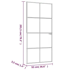 Berkfield Interior Door White 93x201.5 cm Tempered Glass&Aluminium Slim