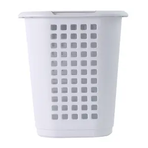 Ezy Storage Encore Matt White Plastic Large Laundry hamper, 63L