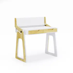 Palmer Adjustable Office Desk in White / Oak