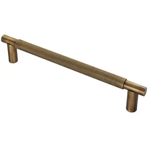 Luxury T Bar Knurled Pull Handle - 300mm Antique Brass - Kitchen Door Cabinet