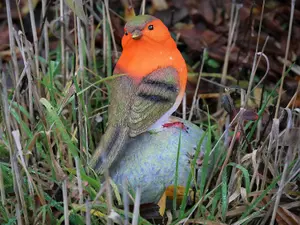 Robin Redbreast Perched On Stones Resin Bird Set Highly Detailed Garden Ornaments Christmas Decoration