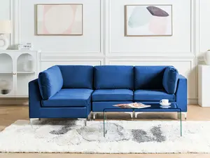 Corner Sofa EVJA Navy Blue Velvet Right Hand