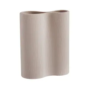 Pink Vase Irregular Vase Ribbed Textured Ceramic Vase