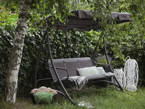 Beliani Traditional Patio Swing BOGART Metal Grey