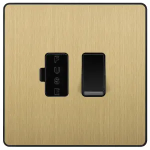 BG 13A 1 gang 2 way Raised slim profile Switched Fused connection unit Satin Brass effect