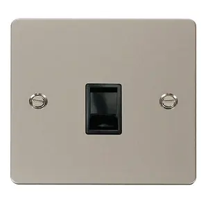 Flat Plate Pearl Nickel Rj11 Socket - Black Trim - SE Home