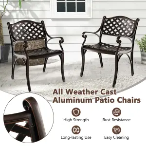 Costway 2 Pcs Cast Aluminum Patio Dining Chairs Heavy Duty Metal Bistro Chairs