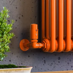 Terma Vision Orange Right sided Corner Radiator valve & lockshield (Dia)15mm x ½"