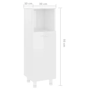 Berkfield Bathroom Cabinet High Gloss White 30x30x95 cm Engineered Wood