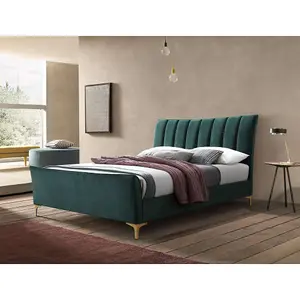 Birlea Clover Small Double Bed Frame In Green Fabric