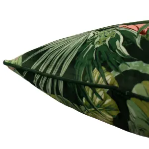 Paoletti Amazon Creatures Tropical Velvet Piped Feather Filled Cushion