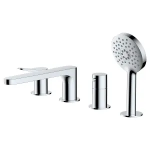 RAK Petit 4 Hole Polished Chrome Modern Bath Shower Mixer Tap Solid Brass