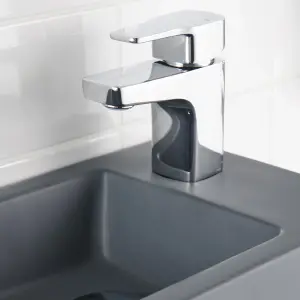 GoodHome Teesta Small Square Basin Mono mixer Tap