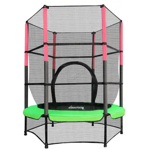 Galactica Mini Trampoline 4.5FT 55inch with Safety Net Enclosure Indoor Outdoor Children Activity Junior Trampoline Green