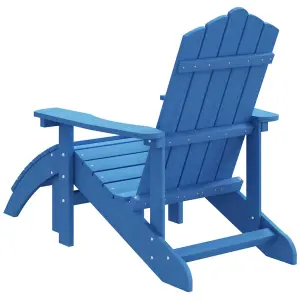 Berkfield Garden Adirondack Chair with Footstool HDPE Aqua Blue