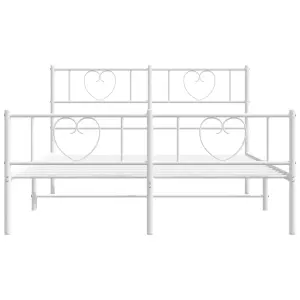 Berkfield Metal Bed Frame with Headboard and Footboard White 120x190 cm 4FT Small Double