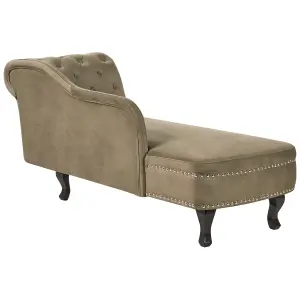 Right Hand Chaise Lounge Velvet Olive Green NIMES