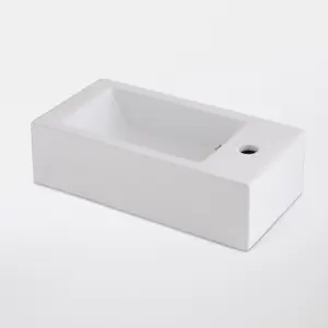 GoodHome Rioni Gloss White Rectangular Wall-mounted Cloakroom Basin (W)50cm