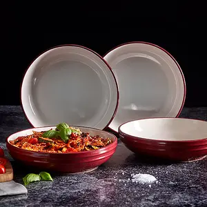 Barbary & Oak Foundry Pasta Bowls, Set of 4 Red