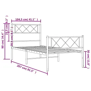 Berkfield Metal Bed Frame with Headboard and Footboard Black 100x200 cm