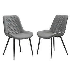 Furniture In Fashion Oston Grey Faux Leather Dining Chairs With Anthracite Legs In Pair