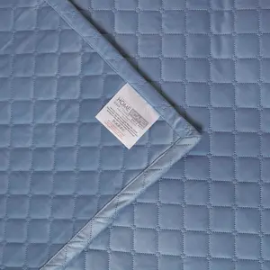 Homescapes Diamond Quilted Blue Velvet Throw