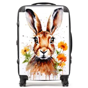 Watercolour Hare and Daisies Suitcase - Medium