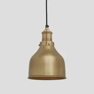 Industville Brooklyn Cone Pendant, 7 Inch, Brass, Brass Holder