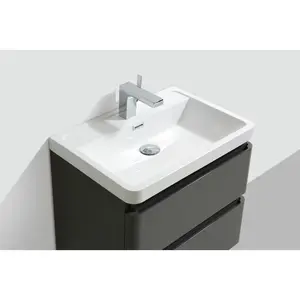 Bridge 600mm Single Bathroom Vanity with Semi-Recessed Basin Gloss Grey