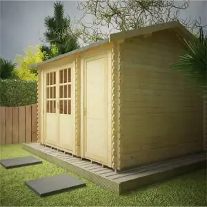 12ft x 8ft (3.65m x 2.43m) Storage 44mm Wooden Log Cabin (19mm Tongue and Groove Floor and Roof) (12 x 8) (12x8)