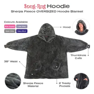 Snug Rug Hoodie Slate Grey Wearable Blanket Oversized Hooded Blankets for Adults Hooded