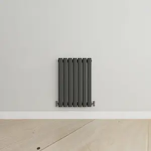 Horizontal Anthracite Single Oval Panel Radiator (H)600mm x (W)413mm, 1462 BTU.