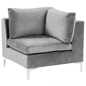 Corner Sofa EVJA Grey Velvet Left Hand