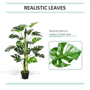 Outsunny 100cm/3.3FT Artificial Monstera Tree Fake Plant in Pot Indoor Outdoor