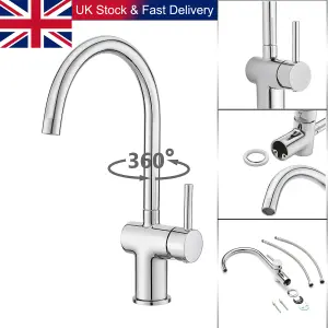 BATHWEST Modern Kitchen Sink Tap with UK Standard Fittings Single Lever Solid Brass Kitchen Taps Mixer