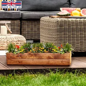 Set of 2 HORTICO™ Wooden Planter, 76cm Long Window Box, Garden Trough Planter, Outdoor Plant Pot Made in the UK H14 L76 W23 cm