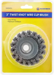 Twist Knot Wire Cup Brush 3 Inch For Angle Grinders Removes Paint Rust Fast Tool