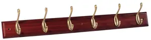 Mahogany 6 Hook rail, (L)685mm (H)15mm