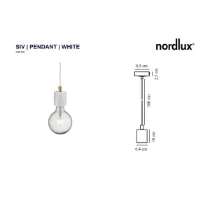 Nordlux Siv Indoor Dining Living Kitchen Hallway Pendant Kit In White (Diam) 6.4cm