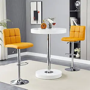 Furniture In Fashion Havana White High Gloss Bar Table With 2 Coco Curry Stools