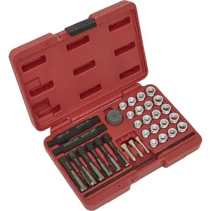 33 Piece Glow Plug Thread Repair Kit with 4 Adaptor Sizes and 6 Taps for Easy Repairs