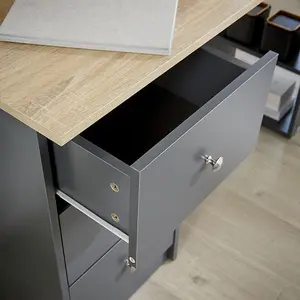 Home Source Camden 3 Drawer Computer Office Desk Graphite