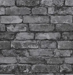 Charcoal Brick Effect Wallpaper Fine Decor FD31284