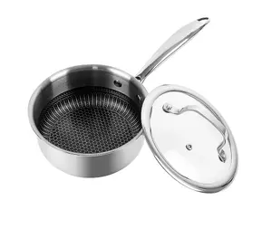 URBNCHEF 20cm Diameter Non Stick Stainless Steel Induction Milk Pan & Saucepan Set of 2