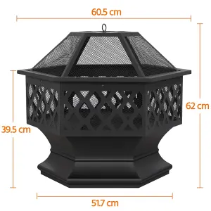 Yaheetech Heavy Duty Hex Fire Pit with Mesh Poker Sides