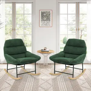 Rocking Chair Nursery,Chenille Fabric Removable Glider Rocker, Green